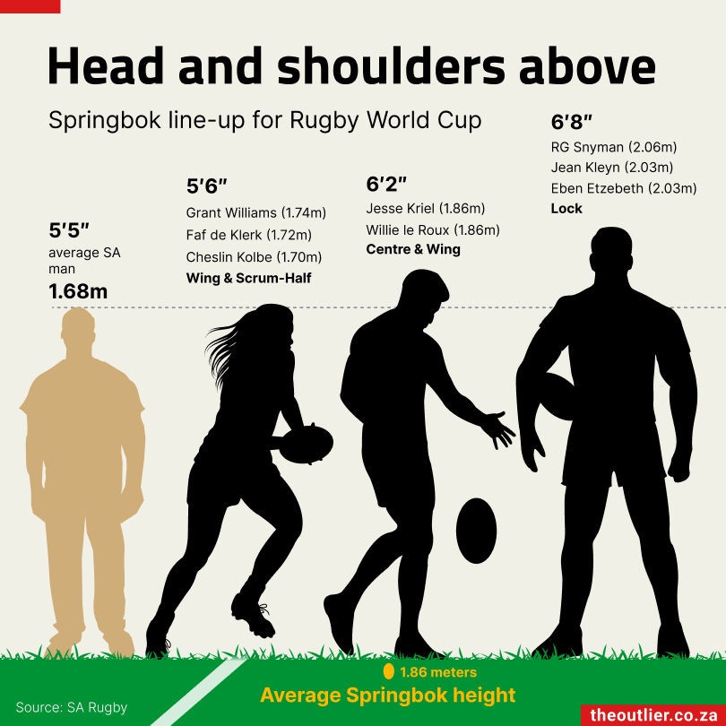 Average Rugby Player Build 🇿🇦At 2.06m, the @Springboks' man mountain RG Snyman is 38cm taller than ...