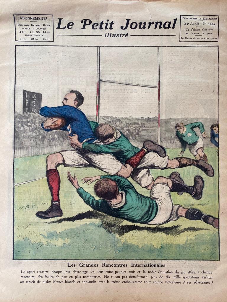 It is a little-known fact that James Joyce was a rugby fan. On 14 April 1923, Joyce went to see Ireland play France in a Five Nations Championship game at the Colombes Stadium. He learned the names of the Irish team, as well as the clubs they played for.