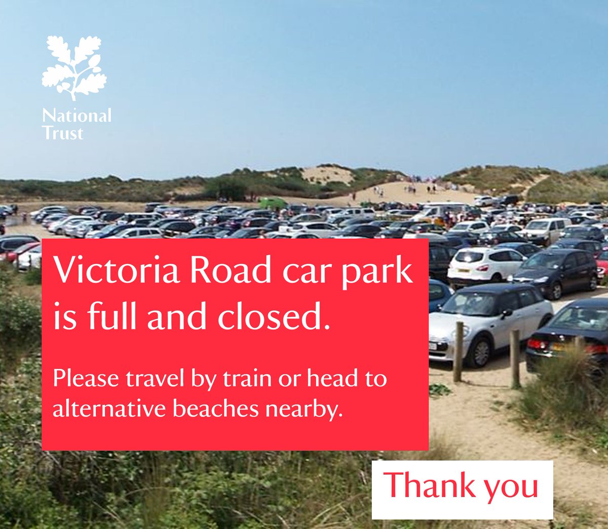 Victoria Road car park is full and closed. Lifeboat Road car park is filling up quickly. Please travel by train or head to nearby beaches. 🚆 Train times bit.ly/41KRd85 🏖 Sefton beaches bit.ly/3PJfBBC 📷🏖 Wirral beaches bit.ly/3PInB5Q