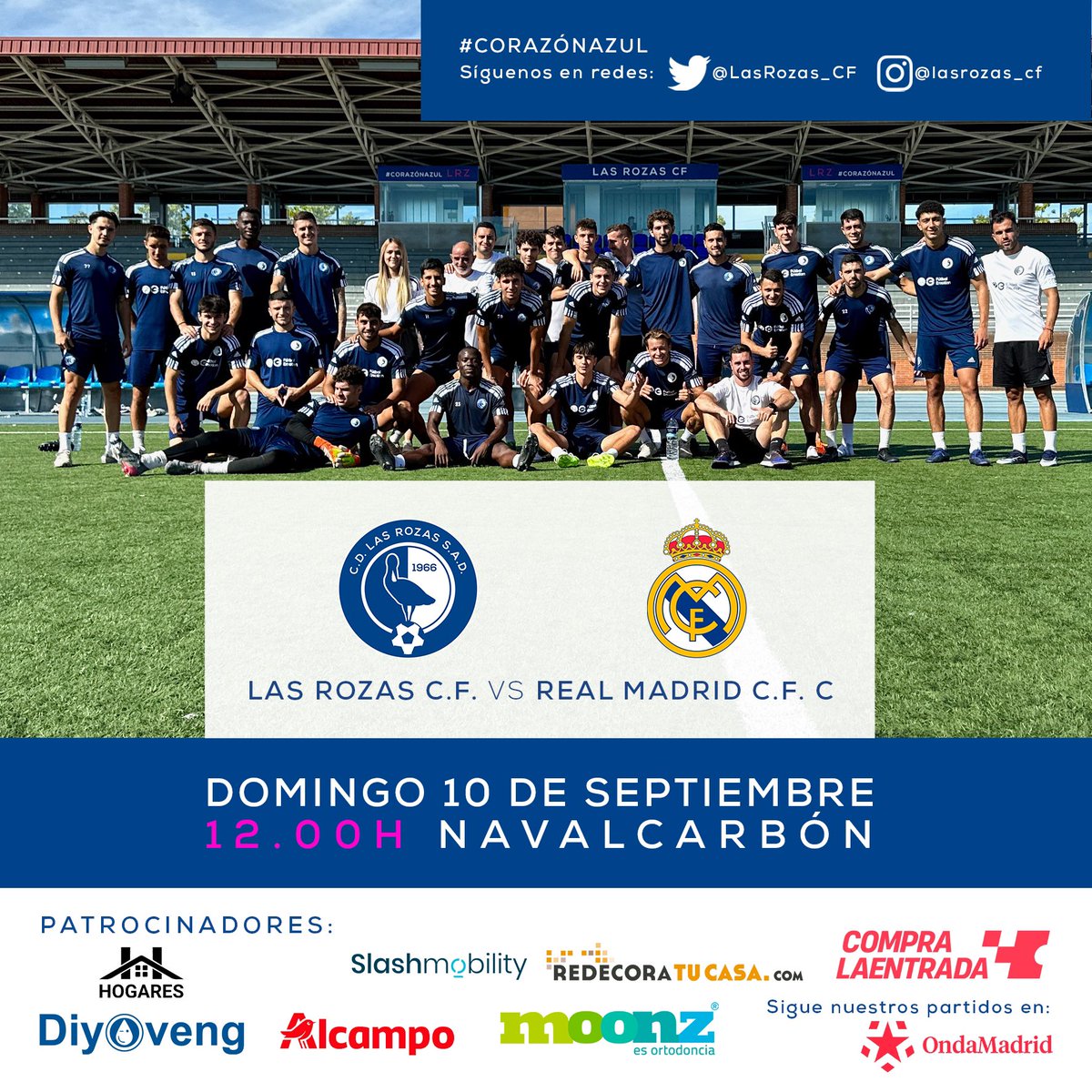 PRIMER EQUIPO| #MatchDay. Mañana arranca una nueva temporada. Mañana empieza la Liga. Mañana juega el EQUIPO de David Aguilar.

📆 10 de septiembre
🕛 12:00 h.
🏟 Navalcarbón
🆚 <a href="/realmadrid/">Real Madrid C.F.</a> C
🏆 #TerceraRFEF (J1)

<a href="/slashmobility/">Slashmobility</a>

#CorazonAzul | 💙
#GanasDeVolver