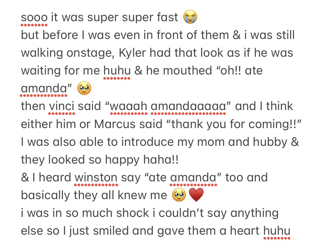 _amandachloee's tweet photo. HI BYE EVENT W/ HORI ♥️ had to type in notes bc it’s too long haha!! 

i can’t believe they all knew me &amp; everyone was saying my name 😭🥹 &amp; Kyler and Vinci looked so excited huhu 

#HORI7ON_1STCON #VoyageToManila https://t.co/JIRv7rXhYl