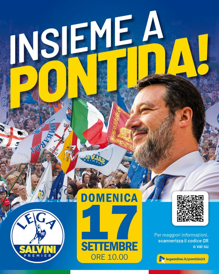 🔵 INSIEME A PONTIDA! Ci vediamo domenica 17 settembre, ore 10, a Pontida per una grande festa di Libertà! 👉🏻 Presto nuovi aggiornamenti, tieni d'occhio la pagina: legaonline.it/pontida23 Vi aspettiamo!