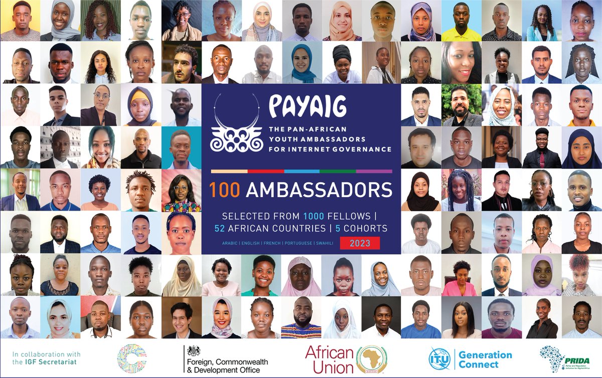 🚀🌟 Big shoutout to the 2023 PAYAIG Ambassadors! Your passion and commitment are inspiring. Ready to lead the charge for Pan-African Youth Ambassadors for #InternetGovernance in Africa! Let's grow together at national & regional levels🎉 #AUDay #NetGov #Multilingualism #IGF2023