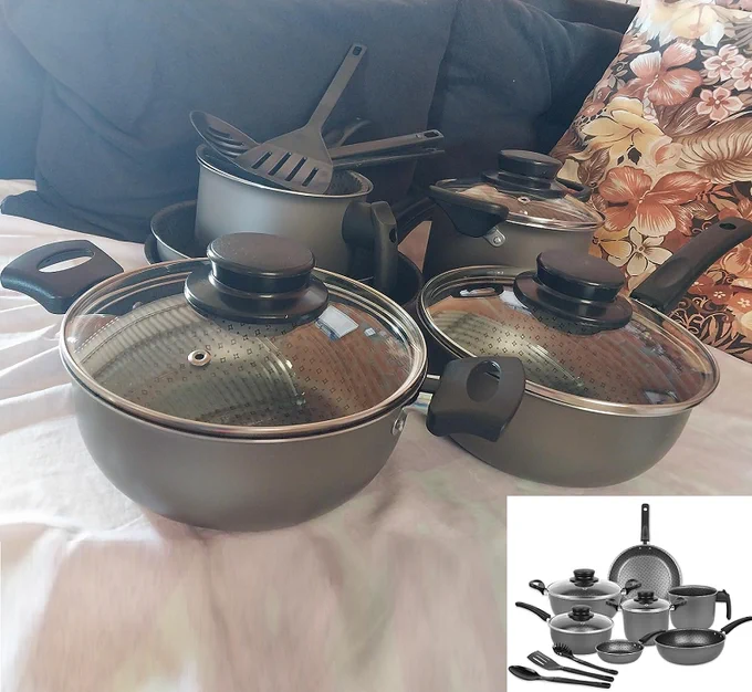 Jogo de Panelas Splash 10 Peças Alumínio Antiaderente Tampa de Vidro Conjunto de Panelas Dona Chefa