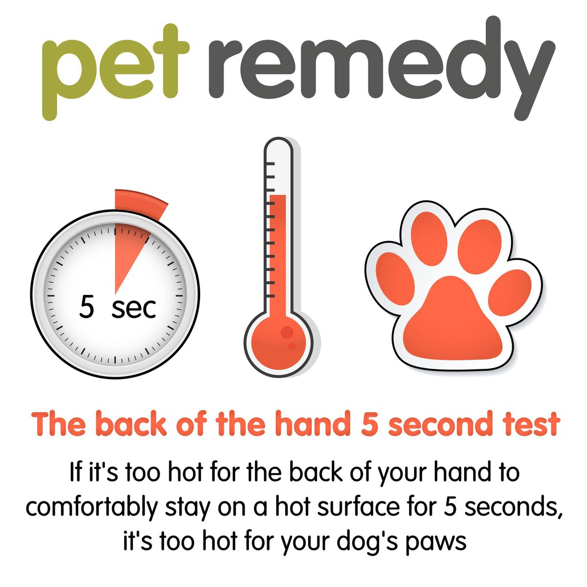 1. Follow the five-second rule, and check the surface for heat with the back of your hand, before you leave the house. 2. Keep to grass. 3. Walk early in the morning or late in the evening when surfaces are cooler. 4. Invest in a pair of booties to help avoid burning paws.