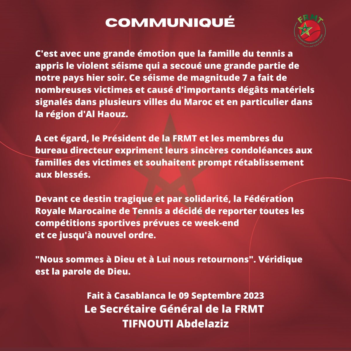 Fédération Royale Marocaine de Tennis (@frmtennis) / Posts / X