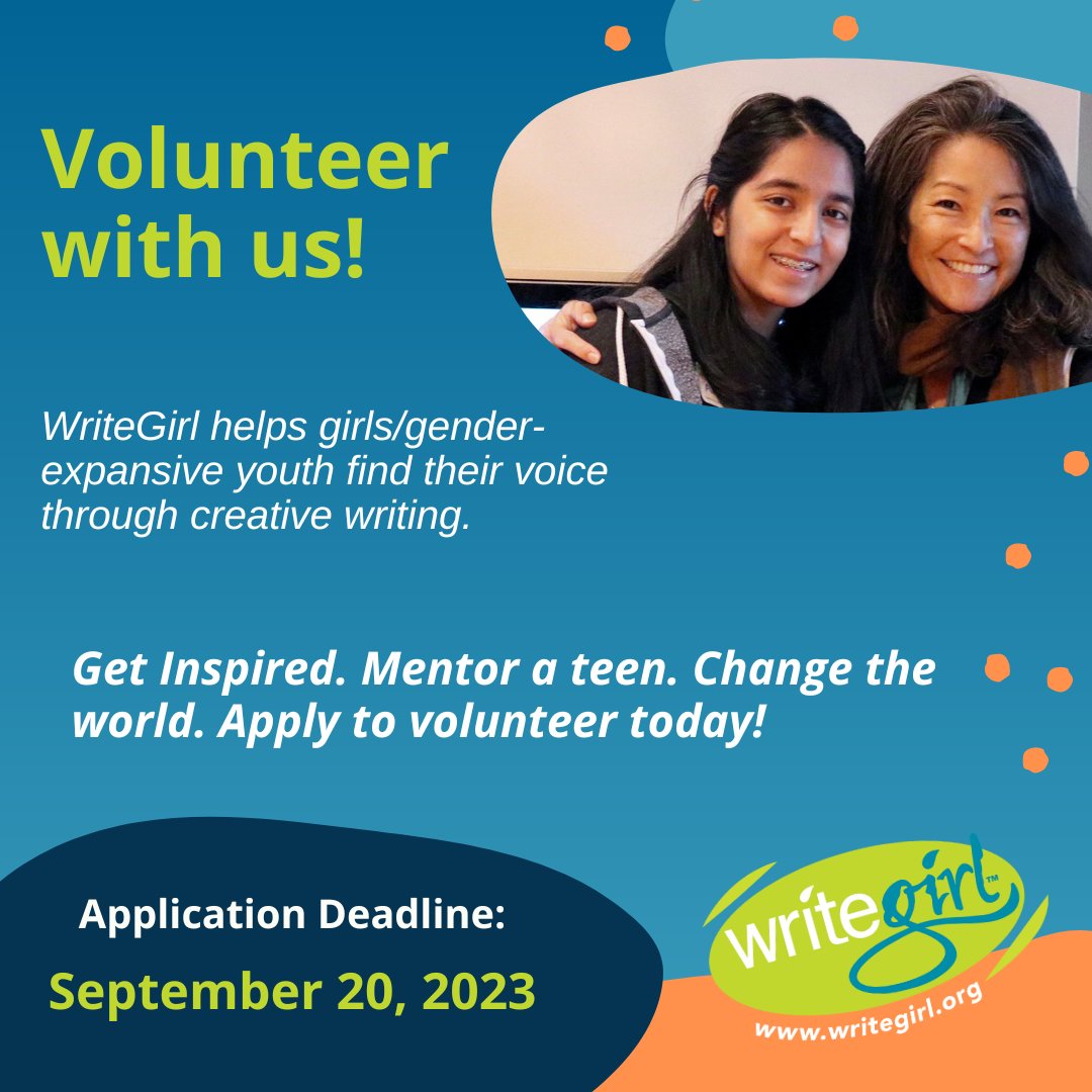 We Need Diverse Books (@diversebooks) on Twitter photo Deadline extended! Apply to be a <a href="/WriteGirlLA/">WriteGirl</a> volunteer and help teens write their way to brilliant futures. WriteGirl is based in Los Angeles, but volunteers can join from anywhere! Apply by 9/20: writegirl.org/join-us Deadline extended! Apply to be a <a href="/WriteGirlLA/">WriteGirl</a> volunteer and help teens write their way to brilliant futures. WriteGirl is based in Los Angeles, but volunteers can join from anywhere! Apply by 9/20: writegirl.org/join-us