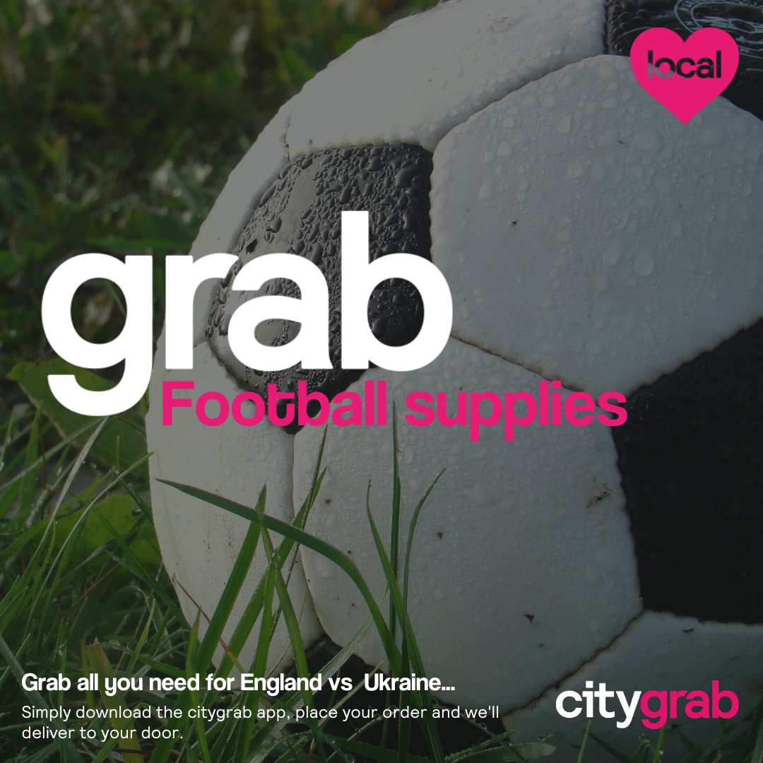 Are you ready for England vs. Ukraine?! ⚽ Choose from a wide variety of local food and drink outlets, and grab all you need to settle down and enjoy the game! 🍟🍔🍻 Place your order using the Citygrab app now! - smarturl.it/ouwaky #Lovelocal