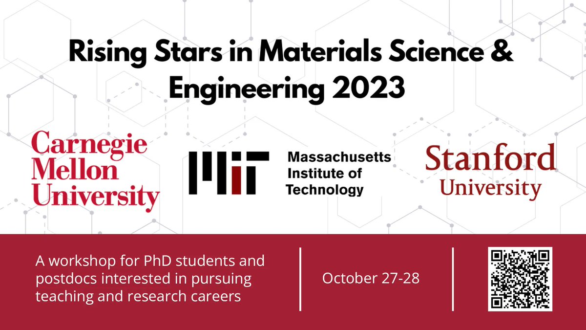 The new Rising Stars program, happening in late October 2023, is a collaborative effort that will support materials science postdocs in the transition to a faculty position. Follow the link for more information: buff.ly/3EdkwXz