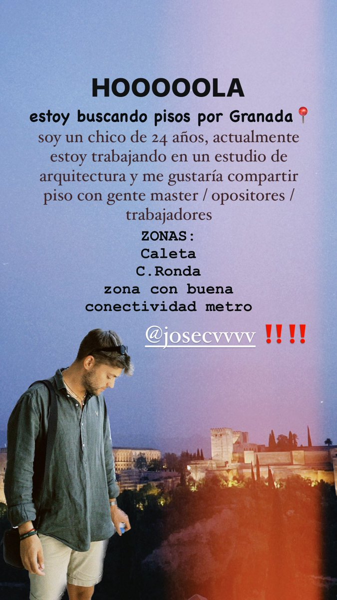joseevalderas's tweet photo. Busco piso en Granada!!!! porfa compartid  #Granada #piso #alquiler https://t.co/2IdY9OVJeC