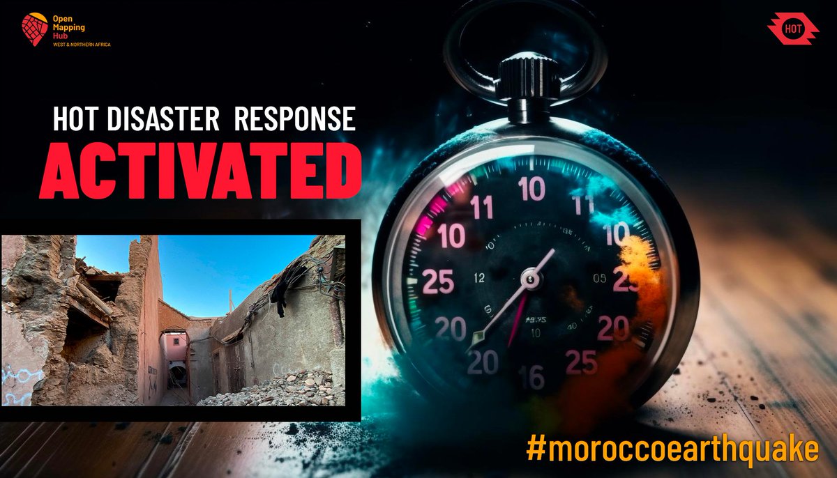 In response to the emergency caused by the earthquake in Morocco, we activated HOT's 'Disaster Response' protocol. Come and help by taking part in remote mapping here: tasks.hotosm.org/projects/15468 #moroccoearthquake #seismemaroc #OpenStreetMap #WNAH #HOT #TogetherForABrightFuture