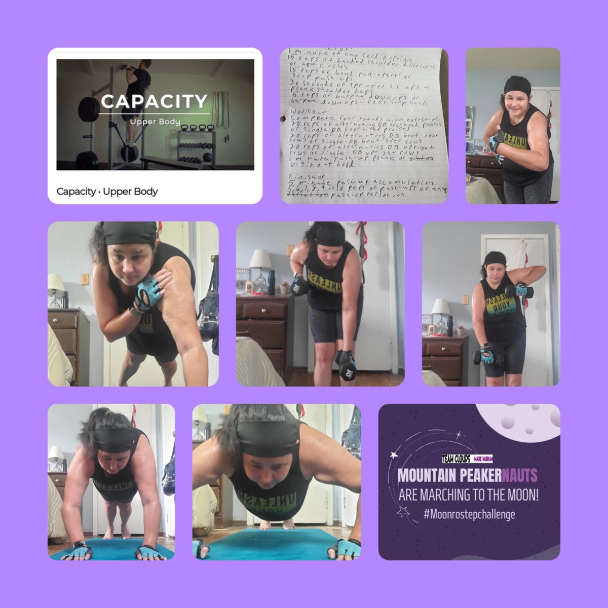 Leigh04291173's tweet photo. #saturdayvibes 

 #moonrostepchallenge Day 9:  Started this morning off with Capacity: Upper Body 20 minutes.  It's short, but packs a punch 💪 

@MyPeakChallenge
#MPC2023 
#mypeakchallenge 
#moonrostepchallenge2023
#mountainpeakers
#TeamClouds
#BloodCancerUK https://t.co/zFTYqq767v