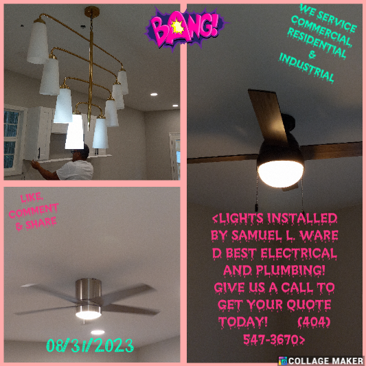 SamuelWare92831's tweet photo. LIGHTS INSTALLED BY SAMUEL L WARE D BEST ELECTRICAL &amp; PLUMBING. GIVE US A CALL TO GET YOUR QUOTE TODAY!  (404) 547-3670 https://t.co/pw7zo90sG0