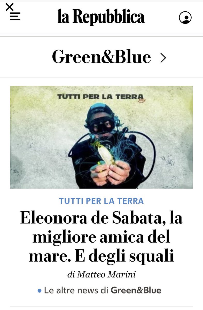 A profile on our Comms Director @edesabata and her conservation works - including @CleanSeaLIFE and new #LIFEproject #LIFEEUSharks to protect Mediterranean #sharks! On 🇮🇹 main newspaper @repubblica by @mariniteo 👉 repubblica.it/green-and-blue…