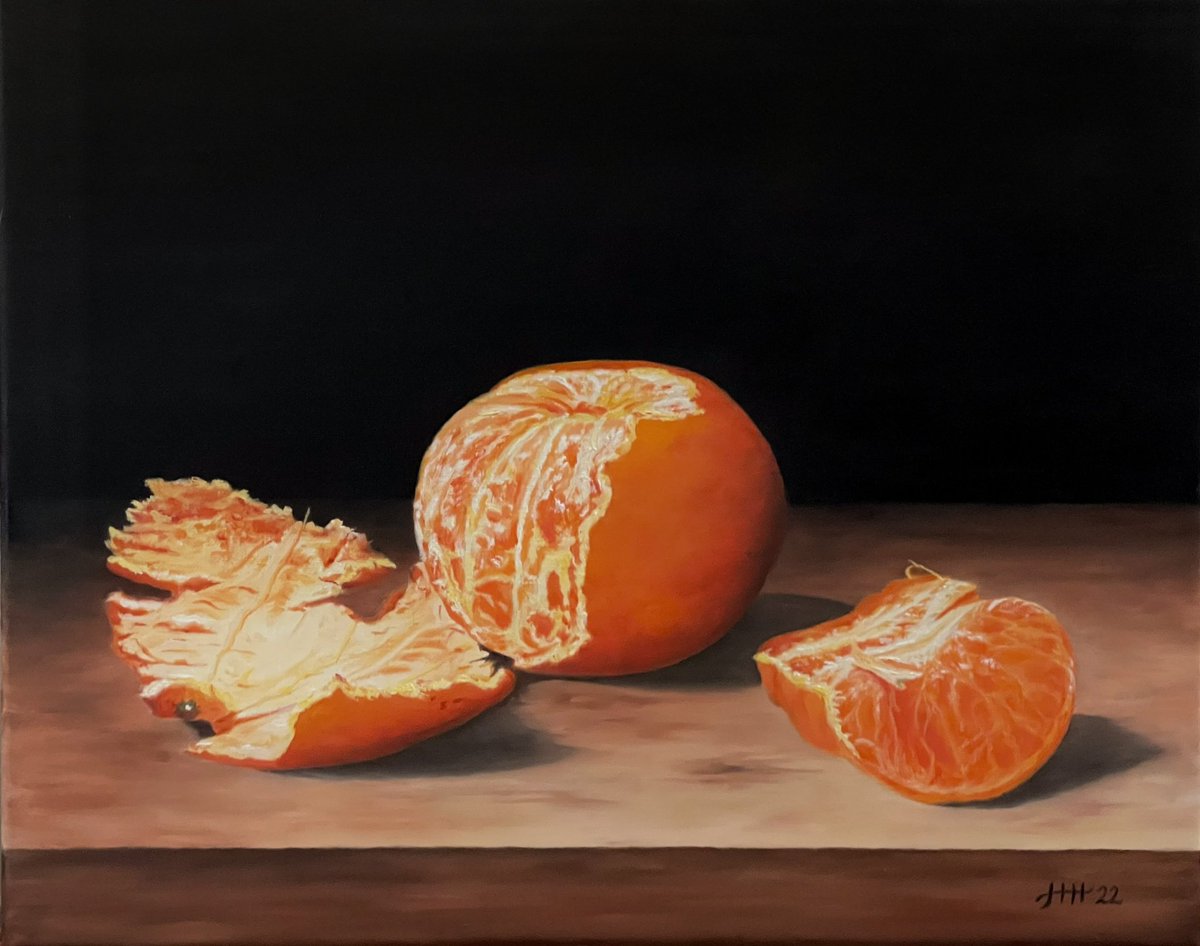 hh_painting's tweet photo. This is my painting of a still life with tangerine 🎨 #stilllife #tangerine #oilpainting #art #artistsonx https://t.co/fEiardMtT3