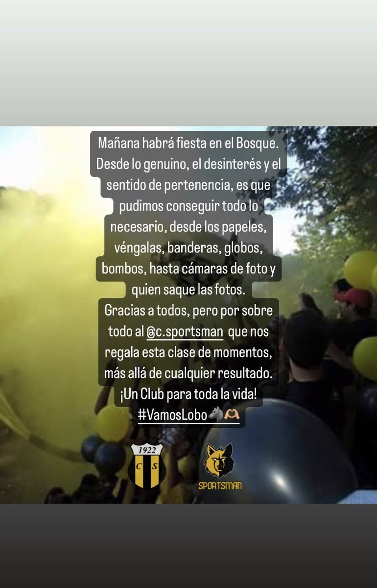 Para que la fiesta sea completa, tenes que venir vos 💛🖤🐺