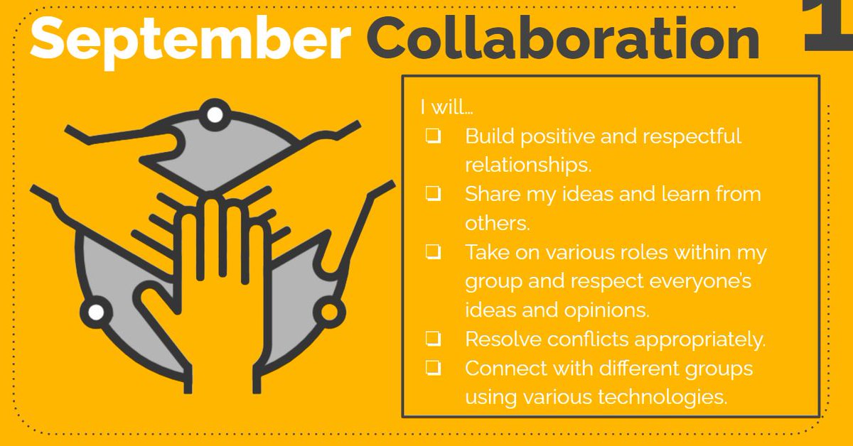 September's Deep Learning Skill is Collaboration🌟 Students will build positive relationships, share ideas, and learn from each other. Let's foster a collaborative learning environment together! #CollaborationMatters #DeepLearning #TransferableSkills #TeamworkMakesTheDreamWork