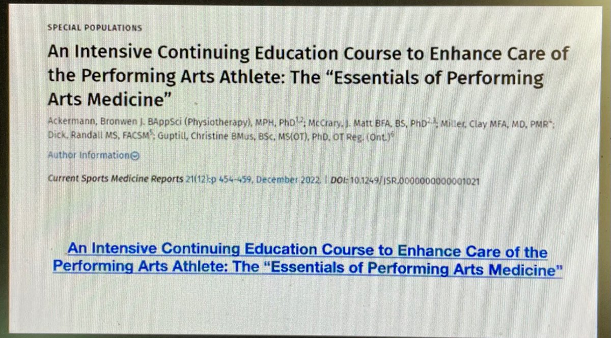 nicoletta_lekka's tweet photo. #PAMAthon, a 24-hour event about #PerformingArtsMedicine
“#Athletes and the #Arts – Integrating the science of sport and the performing arts for the mutual benefit of both by collaboration and communication through organisations”
Read https://t.co/ZvgIoN9hj9 https://t.co/3RNydjuFa9