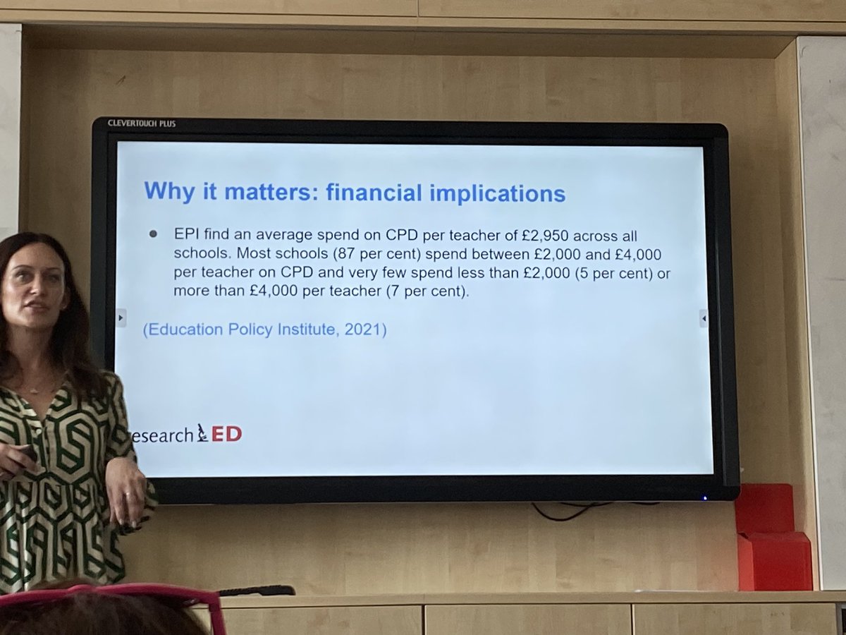 robin_macp's tweet photo. @SaysMiss @KateJones_teach @researchED1 @SaysMiss reminding us that a lot of money is spent on PD but we have to make sure βwe get good bang for our buckβ. @KateJones_teach and I wrote about the economics of CPD in #TheTeachingLife. #rED23 https://t.co/HlCvQp1JQh