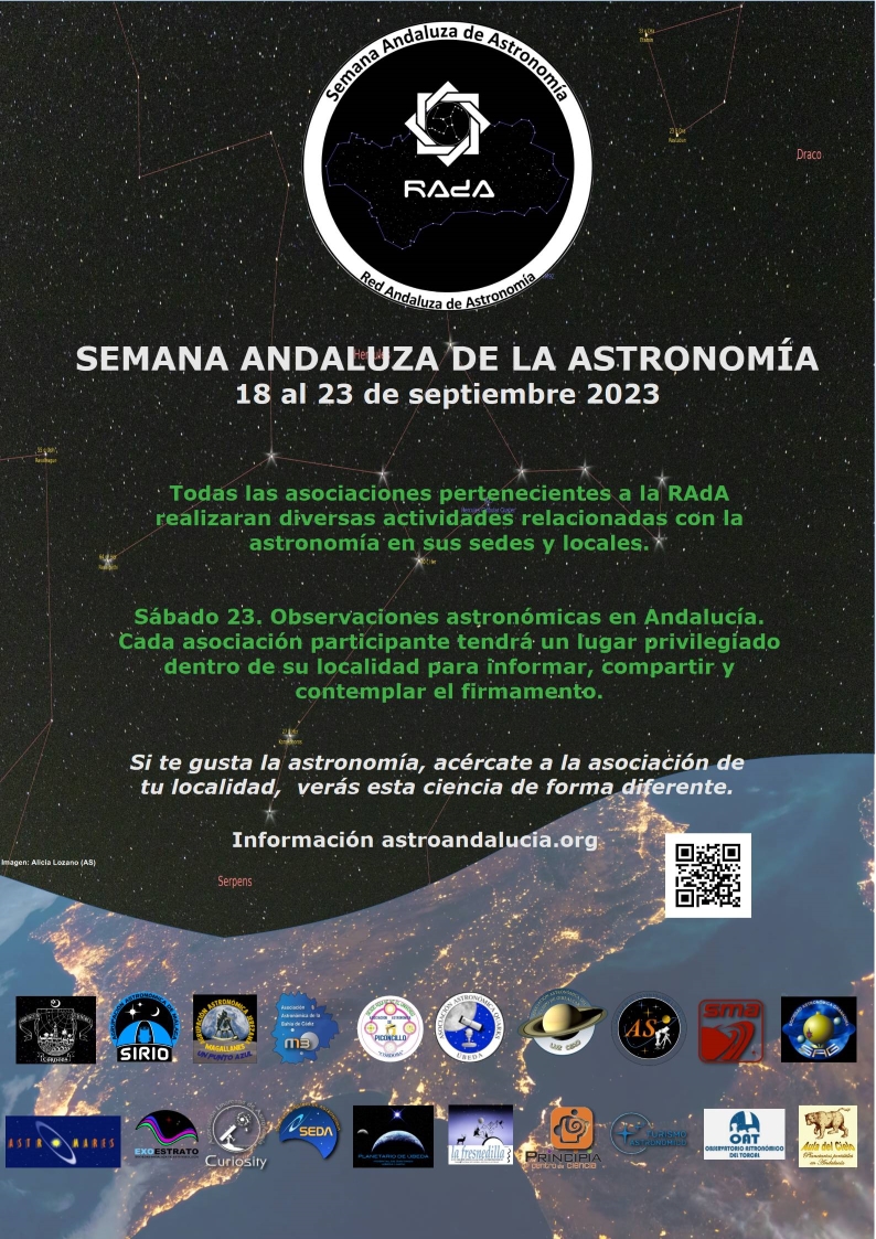 En breve realizaremos la Actividad "Semana Andaluza de la Astronomía" donde presentaremos actividades relacionadas con esta ciencia en toda Andalucía con nuestras asociaciones miembro