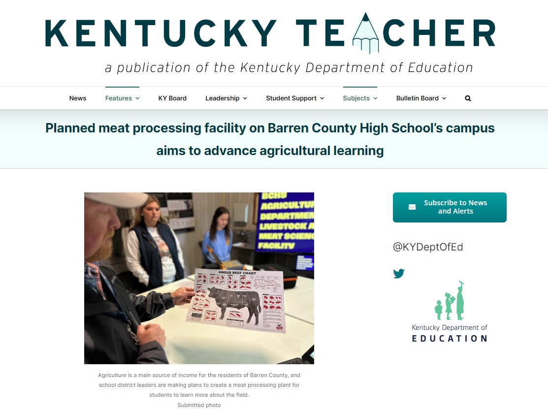 The BCHS Agriculture Department was featured in this month's edition of Kentucky Teacher.  Great things are in the works!  Check out the article here:  kentuckyteacher.org/features/2023/…