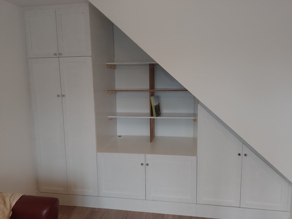 OllyPJ's tweet image. My first #understairstorage unit, completed in Glastonbury. To be top-coated by the client.

Some design changes were requested during the installation, which is why some bits are unpainted.

#carprntry #joinery #storagesolutions #storageideas