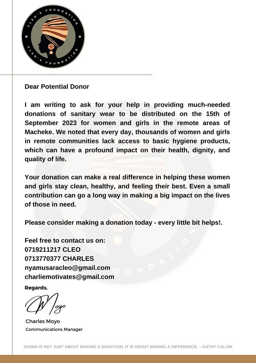 Giving is not just about making a donation. It is about making a difference. – Kathy Calvin

<a href="/advocatemahere/">Fadzayi Mahere🇿🇼</a> <a href="/MwanasikanaW/">Mwanasikana Wanhasi</a> <a href="/ShamwariyeMwana/">Shamwari Yemwanasikana</a> <a href="/WCOZIMBABWE/">Women's Coalition of Zimbabwe</a> <a href="/womandlaorg/">WoMandla Foundation</a> <a href="/antomukuwa/">Uncle Tony</a> <a href="/unwomenzw/">UN Women Zimbabwe</a> <a href="/hatiperi_wacho/">MR MATAYI 👔</a>