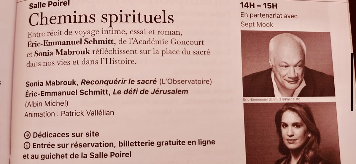 RDV à 14h à #Nancy Salle Poirel pour un échange avec Eric-Emmanuel Schmitt sur les chemins spirituels. 
#ReconquerirLeSacre 
#LivreSurLaPlace 
#Nancy