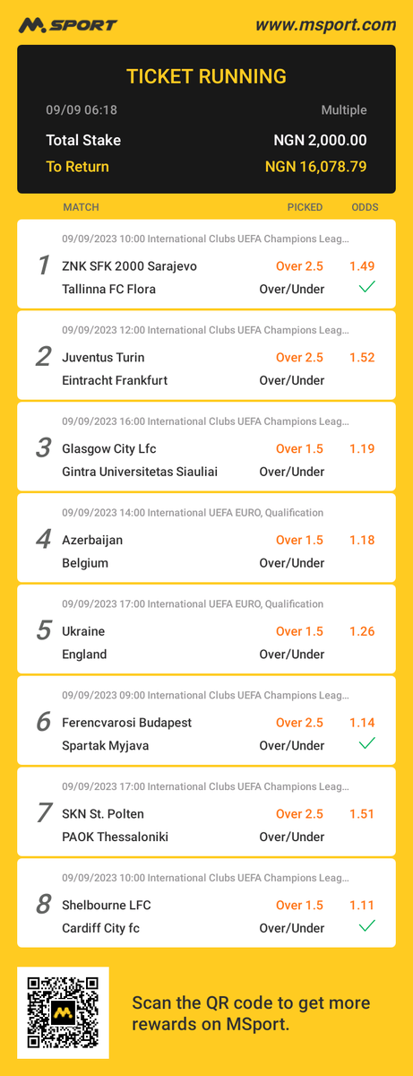 yusluvgaj01's tweet photo. This is my bet ticket on MSport: Stake ₦2,000.00, To return ₦16,078.79! Extra ₦500,000 Giveaway for everyone:
https://t.co/mEEGV05Yzx https://t.co/gxmHwRWprU