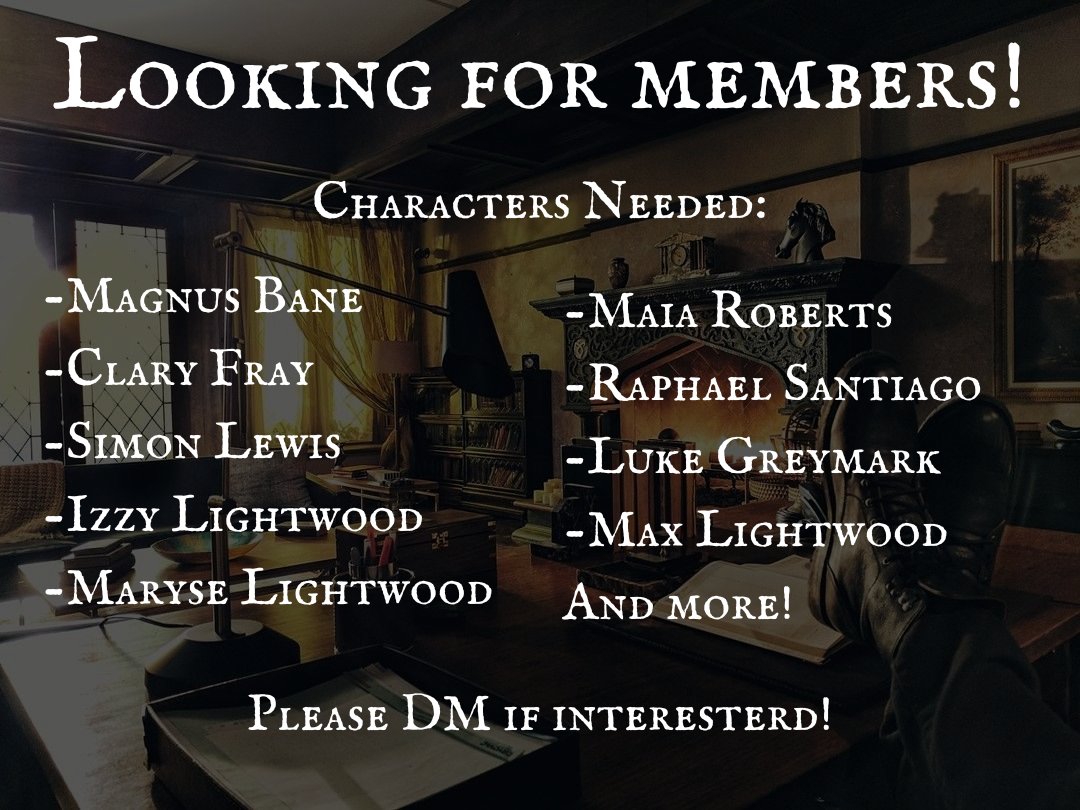 ArcherAlec89's tweet photo. //This is a temporary out of character post to let you all know that we have a lot of character roles open now, so please DM if you're interested!

#Shadowhunters #ShadowhuntersRP https://t.co/pW0yZ034SD