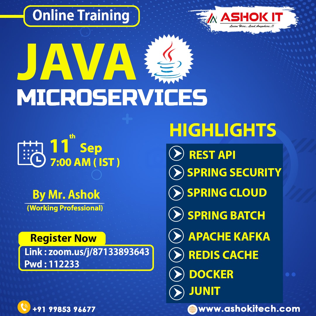 ashokitschool's tweet image. 🛑 Java Microservices 🛑
✍️ Enroll Now : bit.ly/3qIWKzm
👉 Free Demo On 11th-Sep @ 07:00 AM IST
👉 Subscribe To Our Youtube Channel: bit.ly/41IHJdj
🌐 Visit : ashokitech.com
CALL NOW: +919985396677
#JavaMicroservices
#MicroservicesArchitecture
#JavaEE
