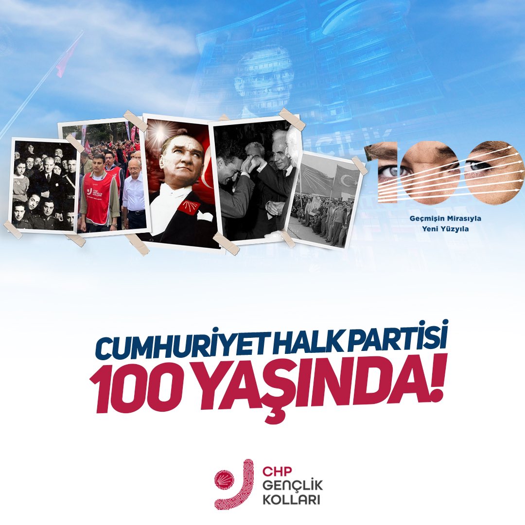 Köklü mirasımızdan aldığımız güçle, yeni bir yüzyıla.

Yeni neferleriyle hep genç kalan Cumhuriyet Halk Partisi 100 yaşında. Kutlu olsun! 🇹🇷