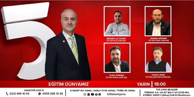 *Okullarda Yeni Eğitim-Öğretim Dönemi,*
*Eğitimin güncel sorunları…
Mustafa Aydın soruyor, 
*ÖĞ-DER Gen. Bşk. <a href="/NumanGokmn/">Numan Gökmen</a>, ÖĞ-DER Şanlıurfa, Rize ve Bursa il başkanları cevaplıyor.
#EğitimDünyamız Cumartesi bugün  18:00'de #TV5'te.