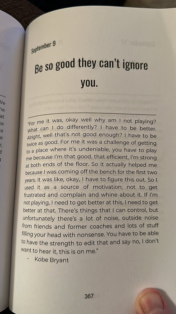 Love this from  <a href="/BallisPsych/">Ball is Psych</a> 

Own it if you’re not playing.  Not whining or complaining.  Own your improvement.

“For me it was a challenge of getting to a place where it’s undeniable, you have to play me because I’m that good, efficient , strong on both ends of the floor”