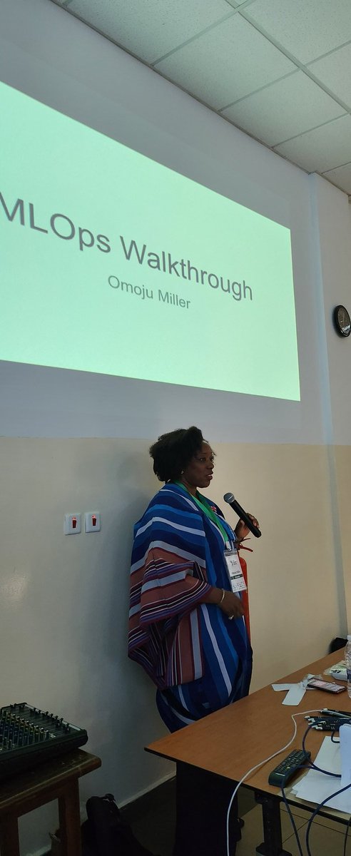 ShaimaaLazem's tweet photo. @omojumiller keynote on ML infrastructure and what goes after getting your ML model #Building_Bridges #Indaba2023 https://t.co/MHVcv4IBOj