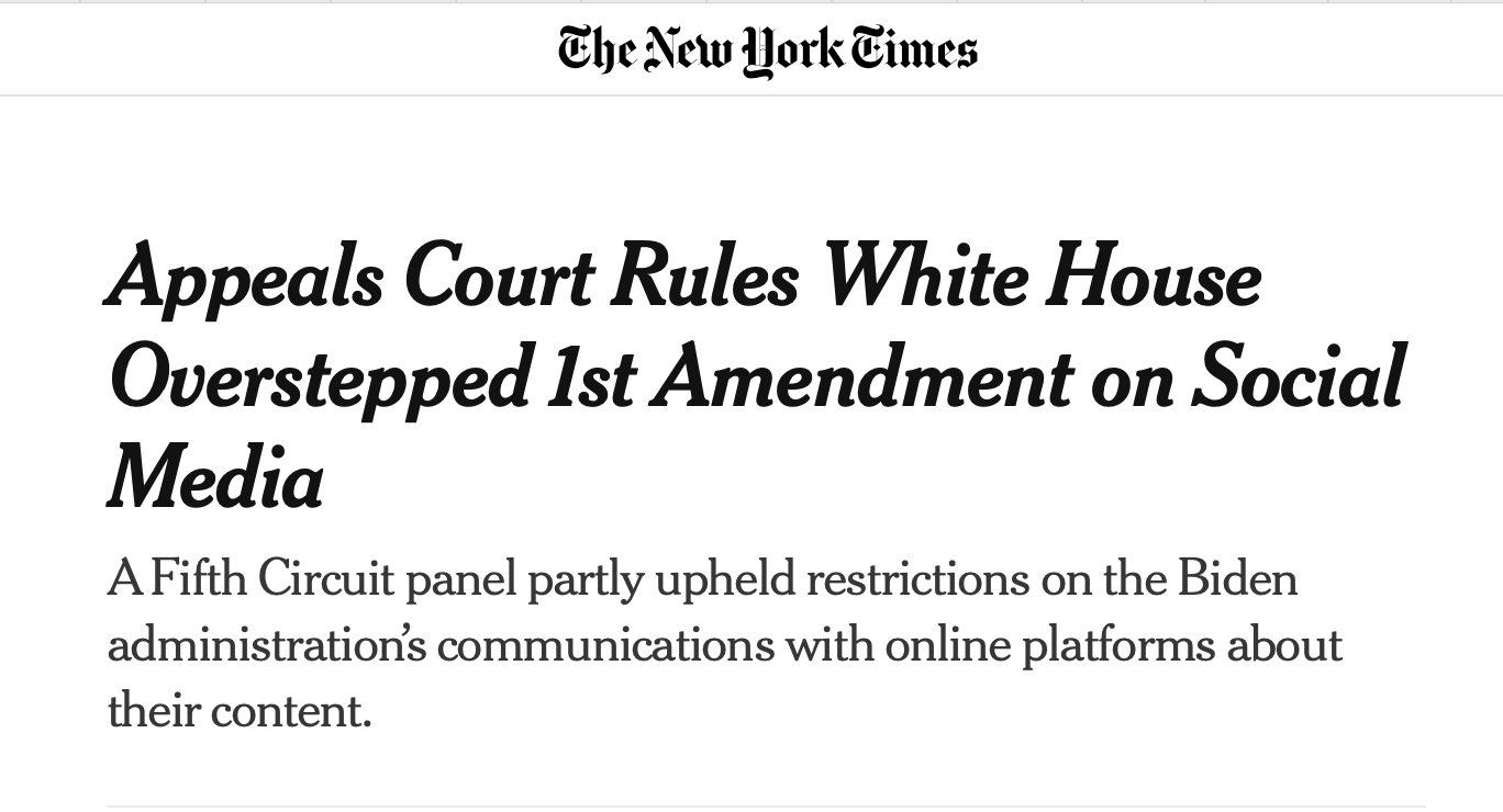 Appeals Court Rules White House Overstepped 1st Amendment on Social Media -  The New York Times