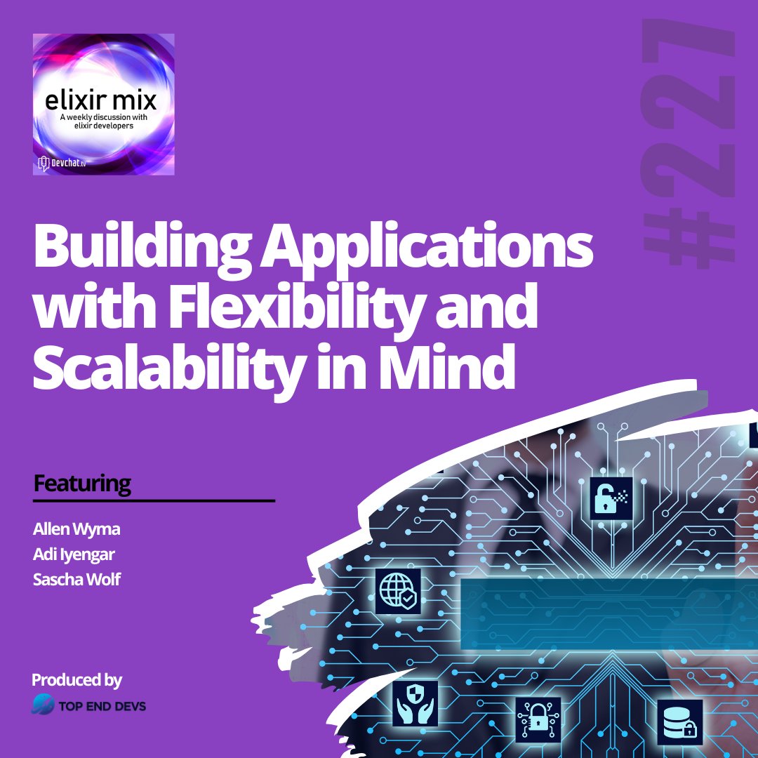 topenddevs's tweet image. Check out this week&apos;s episode of #ElixirMix 

#𝗘𝗠𝘅: Building Applications with Flexibility and Scalability in Mind 

rfr.bz/t6mjz0t