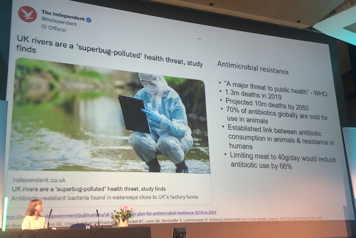 There are additional threats to human health from our reliance on animal products in our diet - pandemics & antimicrobial resistance are nightmares we don’t want to face. A #plantbased diet massively reduces risk #VegMed2023