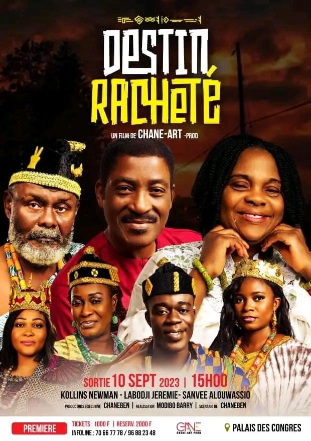 Rendez-vous, dimanche 10 Septembre 2023 à 15H au Palais des Congrès, dans une ambiance colorée, pour suivre et vivre l'avant première du film: "DESTIN RACHETÉ" qui est une production cinématographique marquant les 20 ANS DE MINISTÈRE GOSPEL de CHANEBEN. 
Entrée : 1000f, 2000f