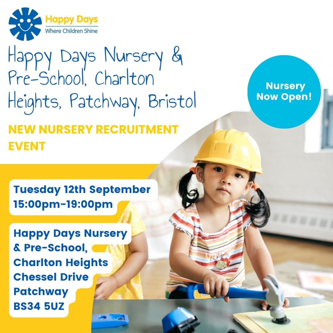 Next week we will be holding our Recruitment Event at Happy Days, Charlton Heights! Click here for event details: loom.ly/Khm3zus We look forward to meeting you! 🌟 #nursery #education #childcare #bristol #charltonheights #event #recruitment #nurseryjobs #nurserylife
