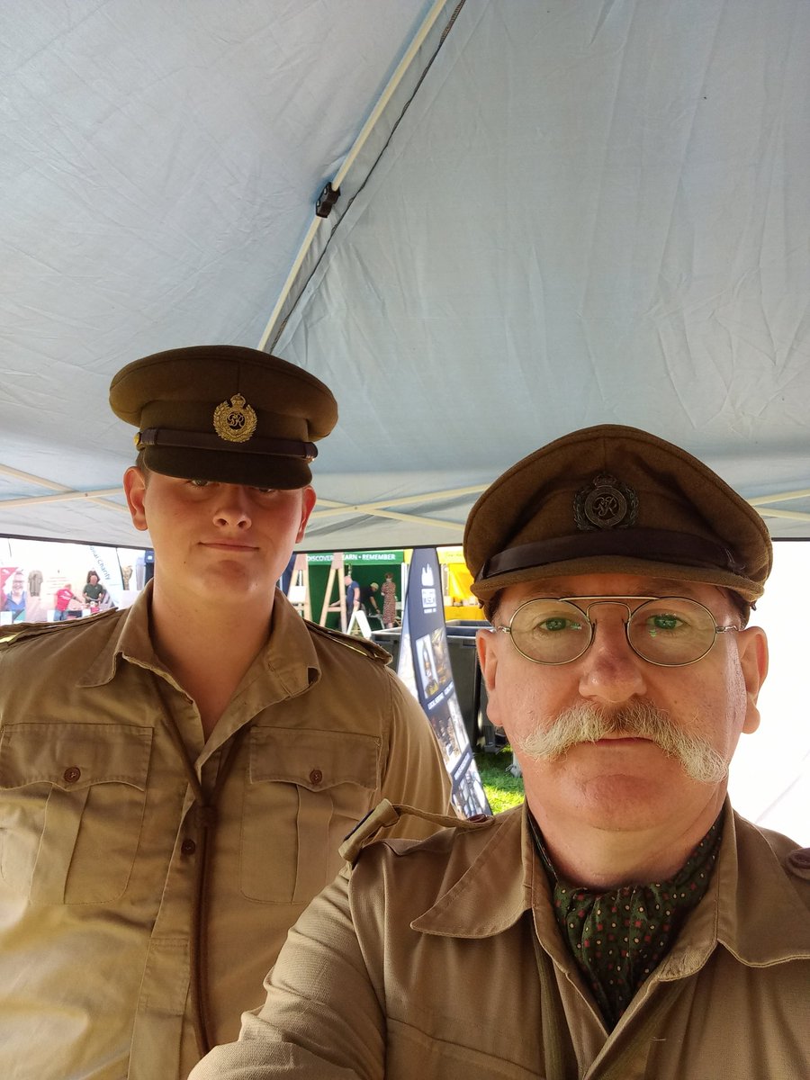 The old dog and young pup! 'The RE Training Team' next to the REHS and RE Museum stand. Come and have a chat if you're at the @WeHaveWaysPod  fest.