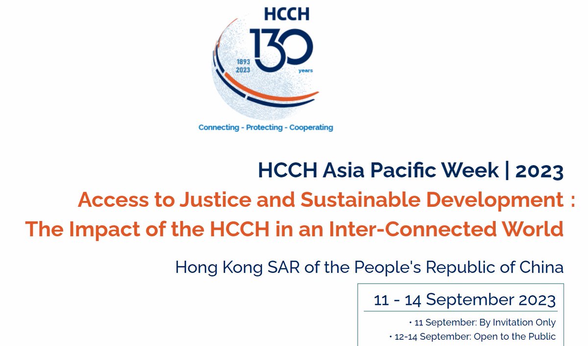 Next week I will have the honour of taking part in the ‘HCCH Asia Pacific Week 2023', to be hosted by  <a href="/HkuLaw/">HKU Faculty of Law</a>. I thank the <a href="/HCCH_TheHague/">HCCH</a> for the kind invitation.