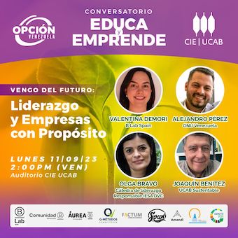 Este próximo lunes 11 de septiembre, <a href="/OPCIONVenezuela/">Opción Venezuela</a>  y Cieucab invitan a impulsar un liderazgo capaz de multiplicar más empresas con propósito en Venezuela.

¡Entérate de todos los detalles aquí!
PASIONPAIS.NET/FOROS-FORMACIO…