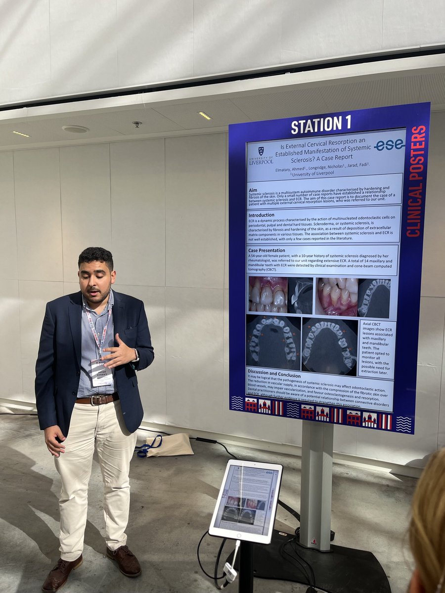 Fadi Jarad (@fadijarad) on Twitter photo Ahmed a DDSc endodontics PG presented his work “Established Manifestation of systemic Sclerosis? A Case Report at #ese2023 in Helsinki.” <a href="/EuSocEndo/">Euro. Soc. Endo.</a> <a href="/LongridgeNick/">Nick Longridge</a> <a href="/livunidentistry/">UoL School of Dentistry</a> <a href="/LivuniILCaMS/">Institute of Life Course and Medical Sciences</a> Ahmed a DDSc endodontics PG presented his work “Established Manifestation of systemic Sclerosis? A Case Report at #ese2023 in Helsinki.” <a href="/EuSocEndo/">Euro. Soc. Endo.</a> <a href="/LongridgeNick/">Nick Longridge</a> <a href="/livunidentistry/">UoL School of Dentistry</a> <a href="/LivuniILCaMS/">Institute of Life Course and Medical Sciences</a>