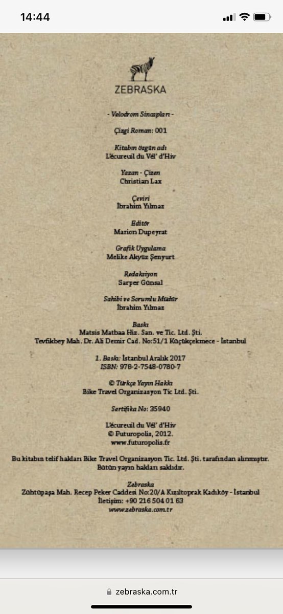 Zebraska’da kitap mevcut <a href="/sarpergunsal/">Sarper Günsal</a> bey. <a href="/berkemceylan/">Berkem Ceylan</a>