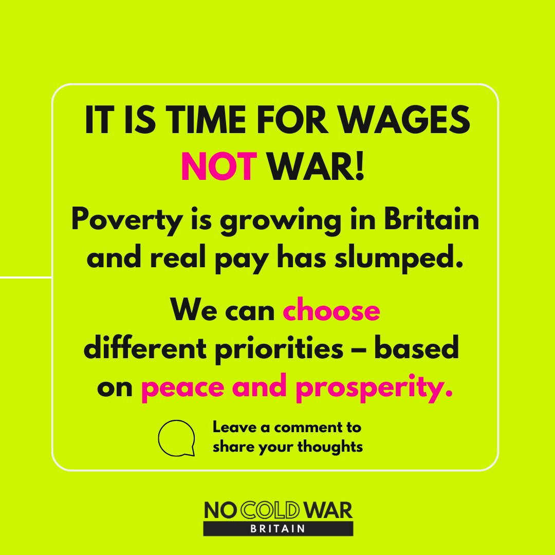 IT IS TIME FOR WAGES NOT WAR!

Poverty is growing in Britain and real pay has slumped.

We can choose different priorities – based on peace and prosperity.

🧵END

#TUC2023