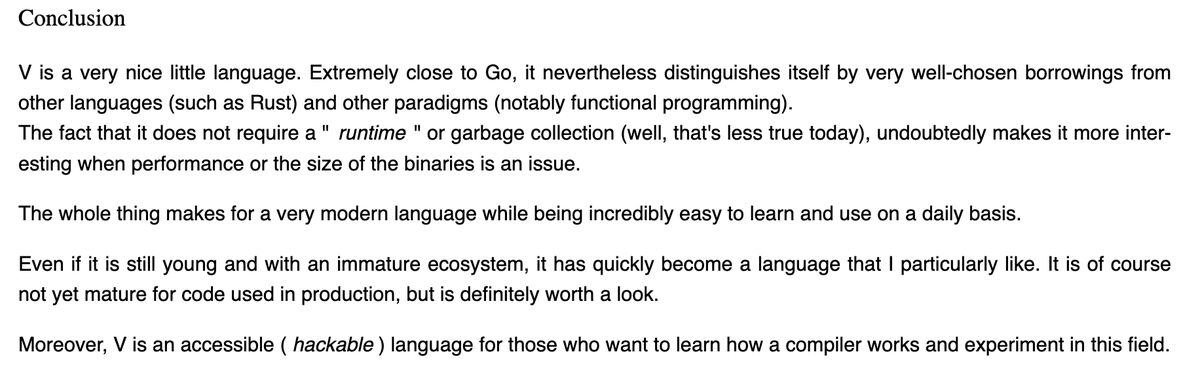 A new French article on V with an interesting conclusion (translated):

linuxfr.org/news/a-la-deco…
