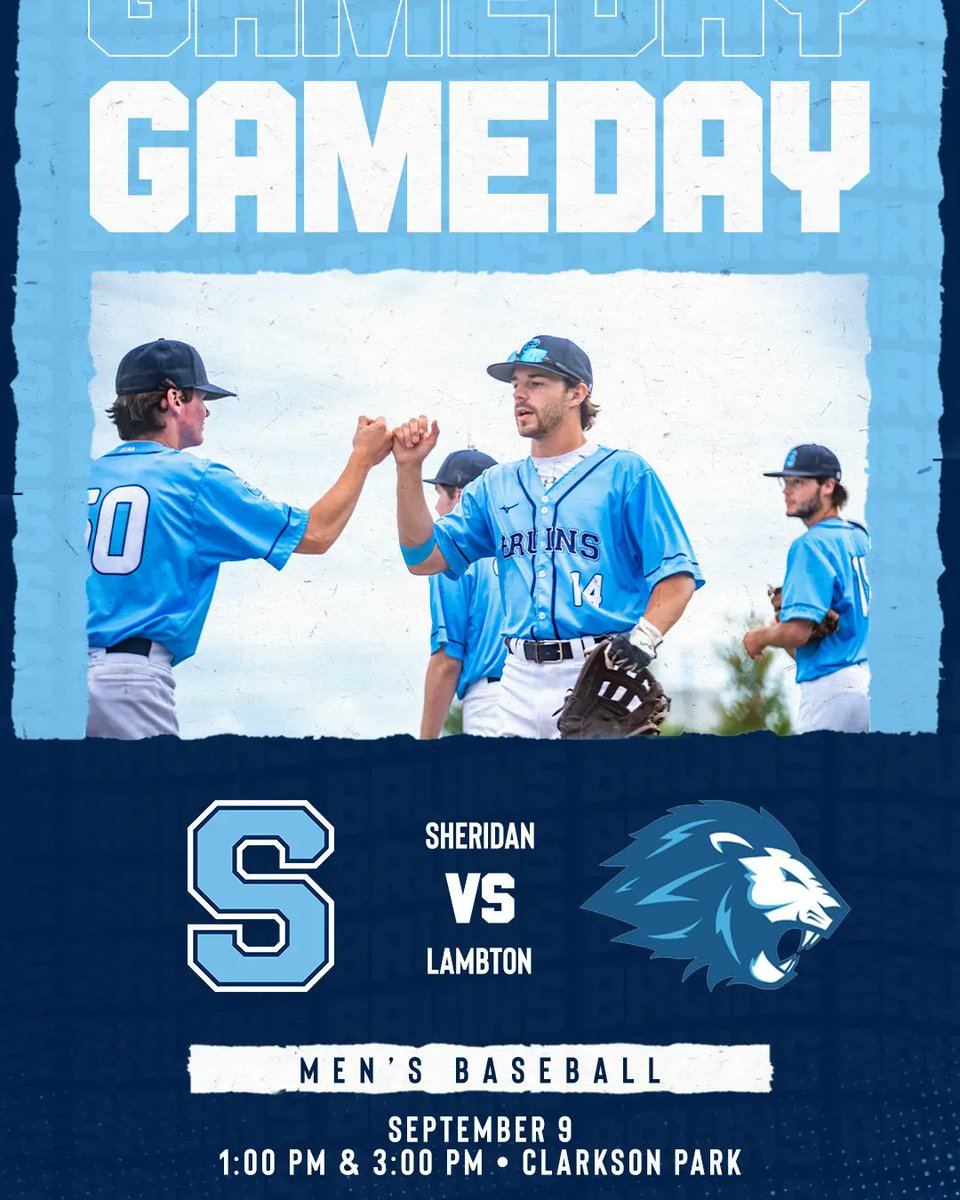 Varsity Baseball Home Opener! ⚾️🐻
Head over to the field to cheer them on!🔵🔵 

⚾️ vs. Lambton (double-header)
⏰ 1pm / 3pm
📍 Clarkson Park

Let's Go Bruins! 
#SheridanBruins 
<a href="/BruinsMBSB/">Sheridan Bruins Men's Baseball</a>