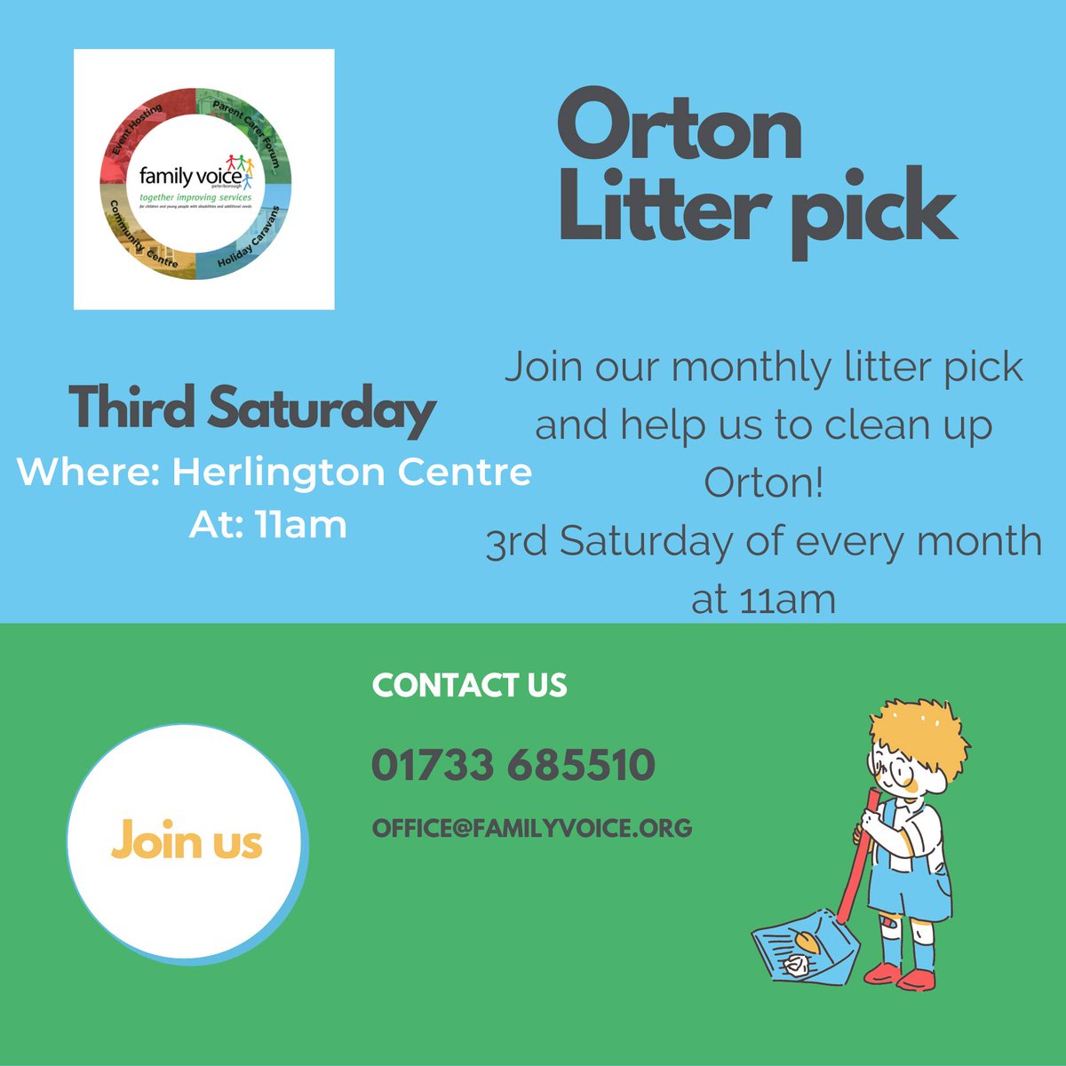 The Herlington Litter pick is back next week! Join councillors and others from the local area in tidying up Orton Goldhay next Saturday from 11am.  All equipment is provided!
#Charity #Litterpick #Hub #Community