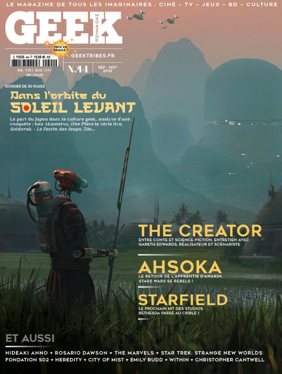 AlexHivence's tweet photo. #GeekMagazine en approche.
Et quelle couv' ! Avec #TheCreator
J'y ai écrit un papier sur les héros de #manga #shonen, mis un petit robot célèbre sur le divan, et interviewé un geek mystique !
@geektribes https://t.co/IHnGXVKoe9